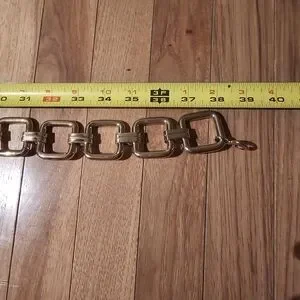St. John Metallic Gold Square Link Belt Vintage ST JOHN SJ Logo Designer Runway Layered Gold Tone  main image 4
